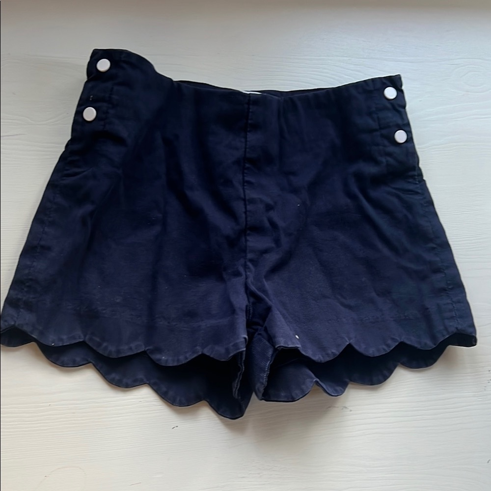Jacardi Navy ribbed & Scalloped Shorts